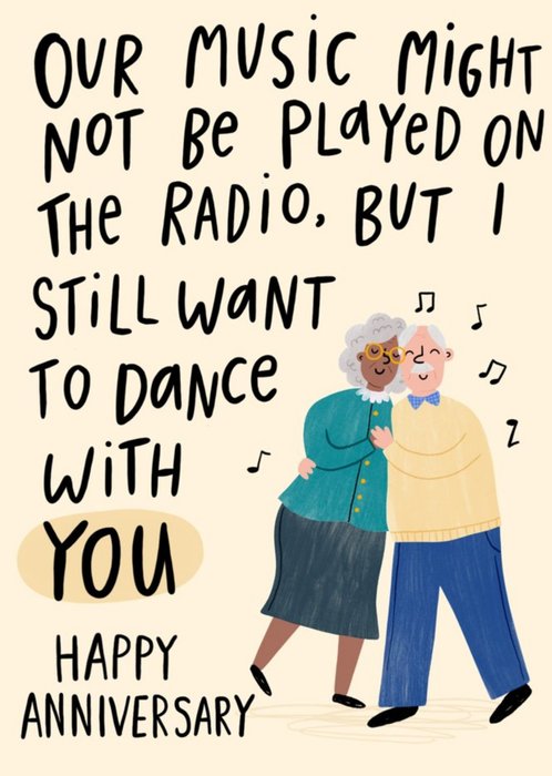 Cute Humour Love Typography Senior Adult Music Card