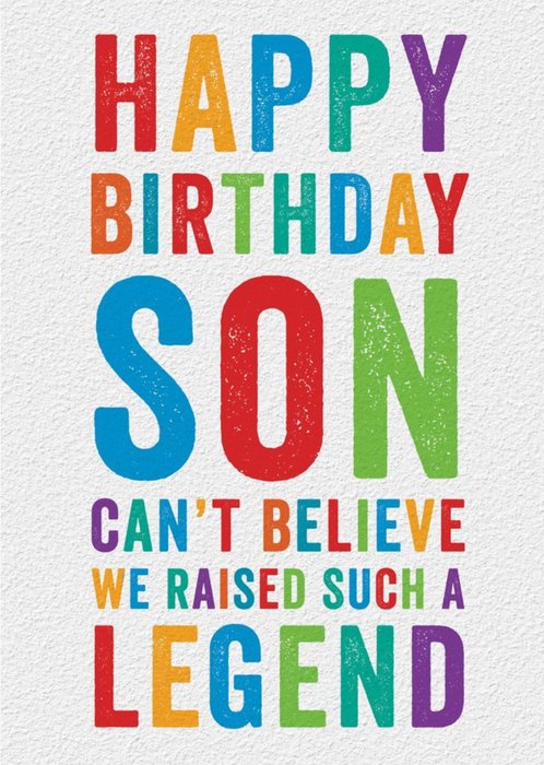 Brainbox Candy Typographic Son Happy Birthday Card | Moonpig