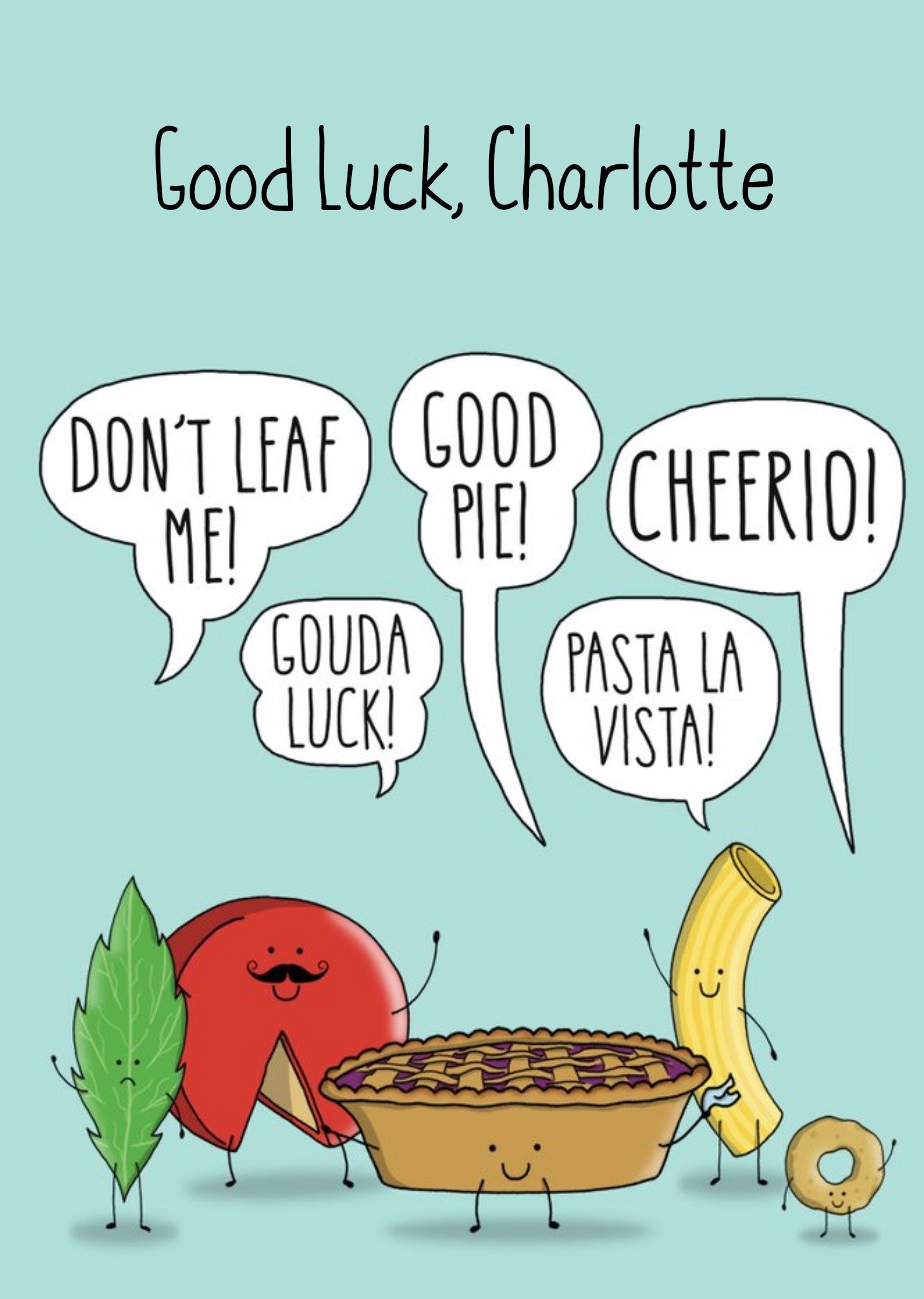 Illustration Of Food. Funny Quotes Good Luck Card Ecard