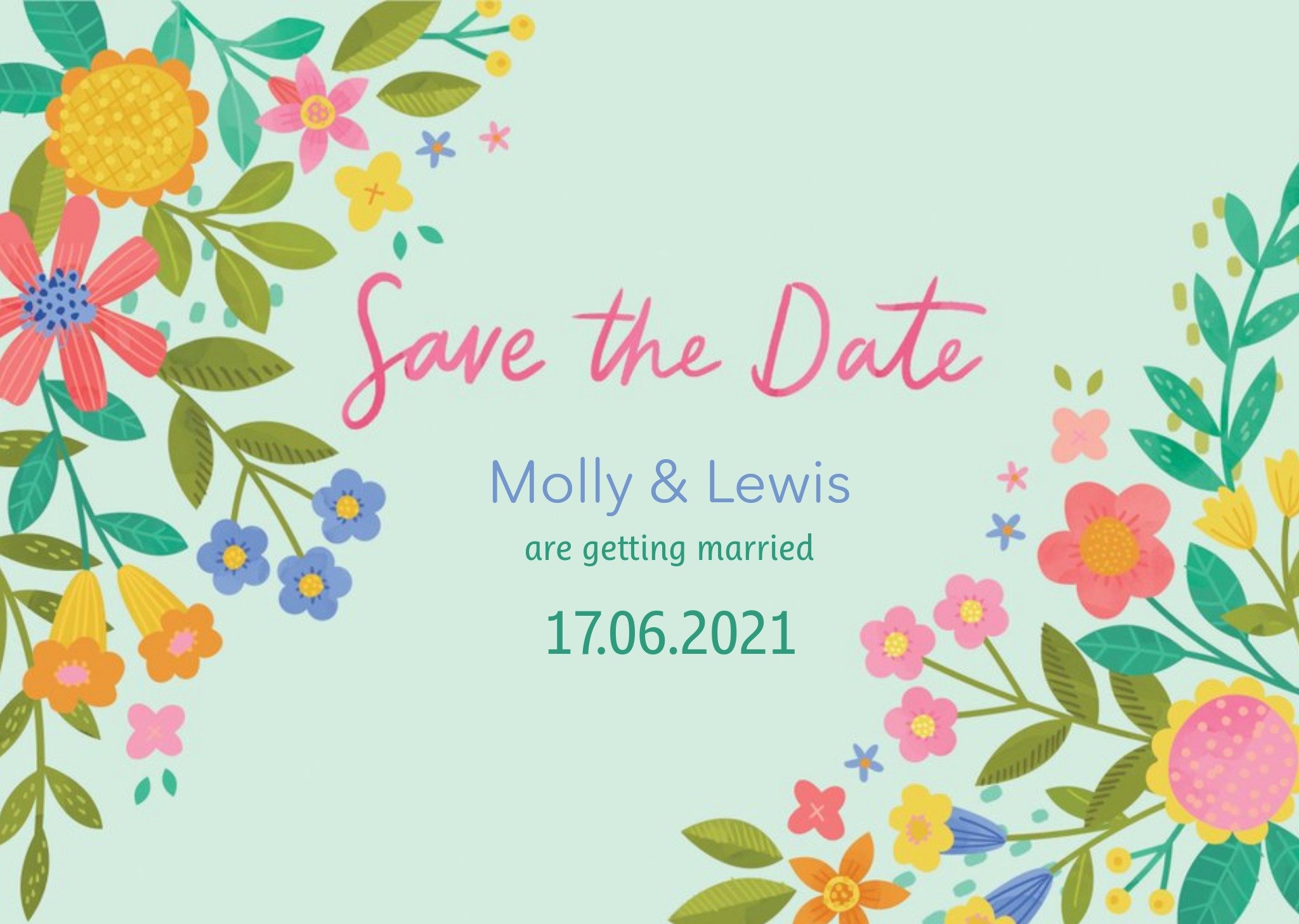 Illustrated Floral Design Wedding Save The Date Card, Standard