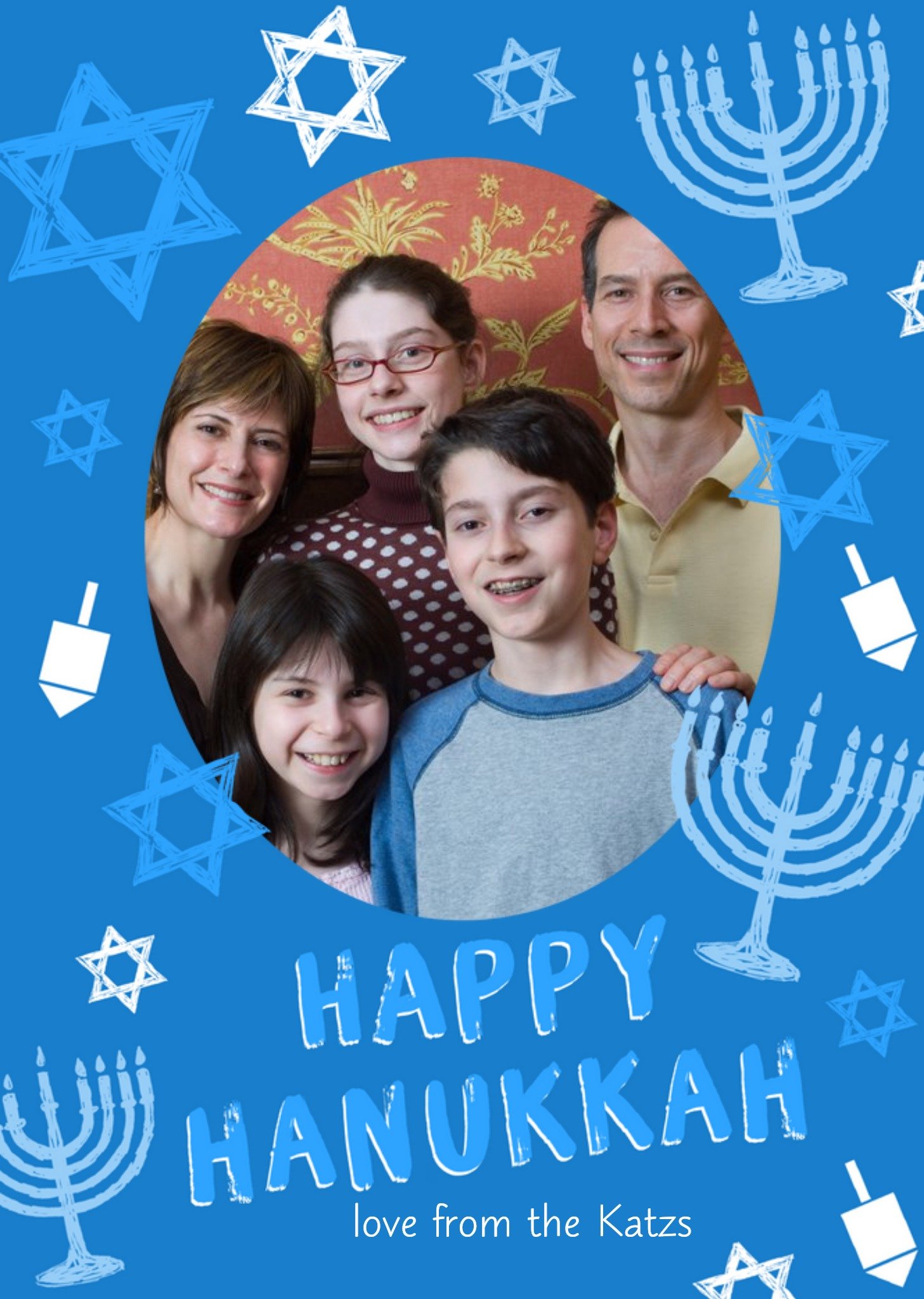 Personalised Happy Hanukkah From The Family Photo Card Ecard