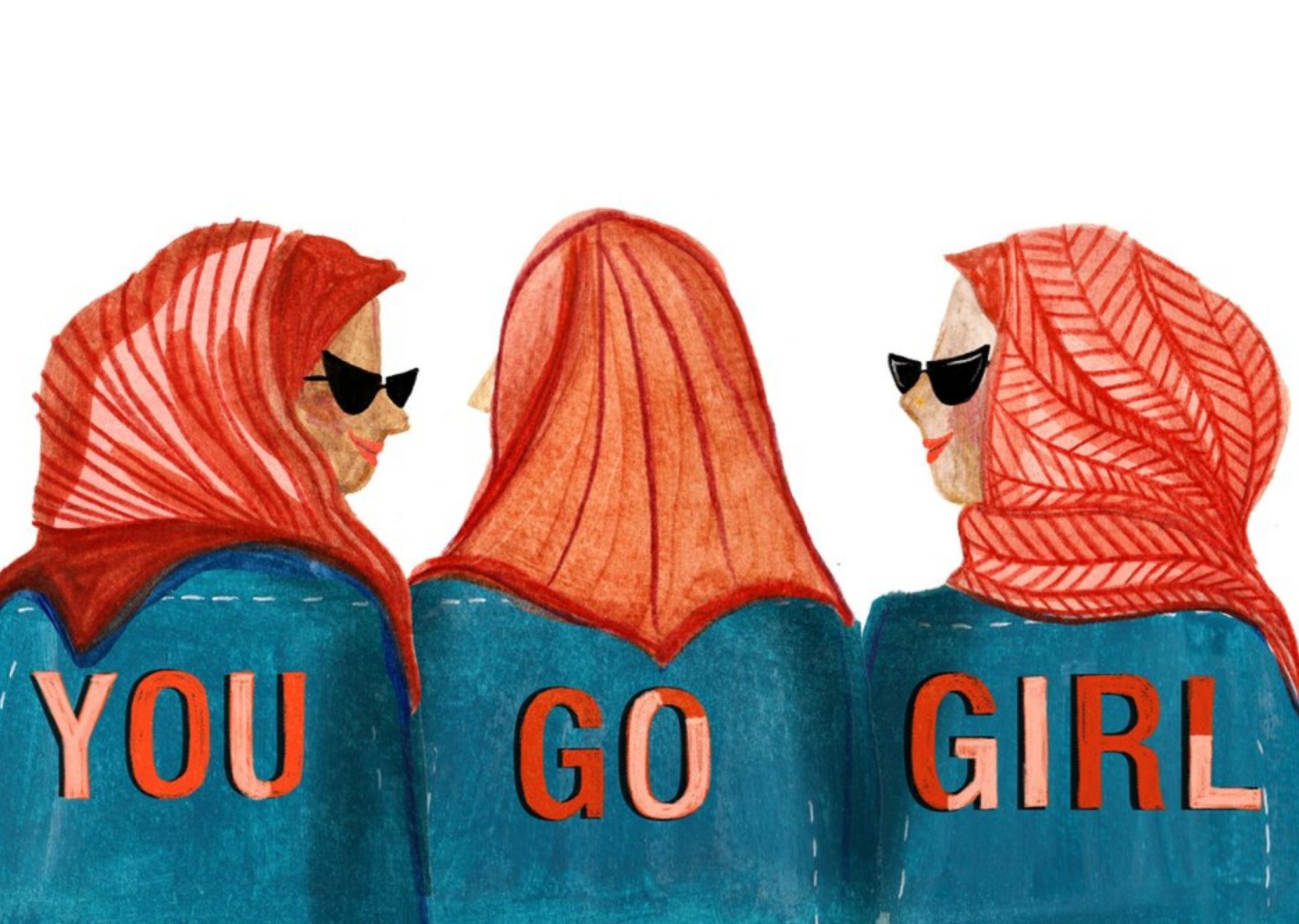 Moonpig Illustrated 3 Friends You Go Girl Card, Large