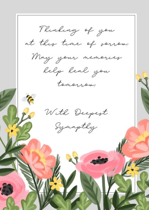 Traditional Floral Thinking of You Verse Sympathy Card