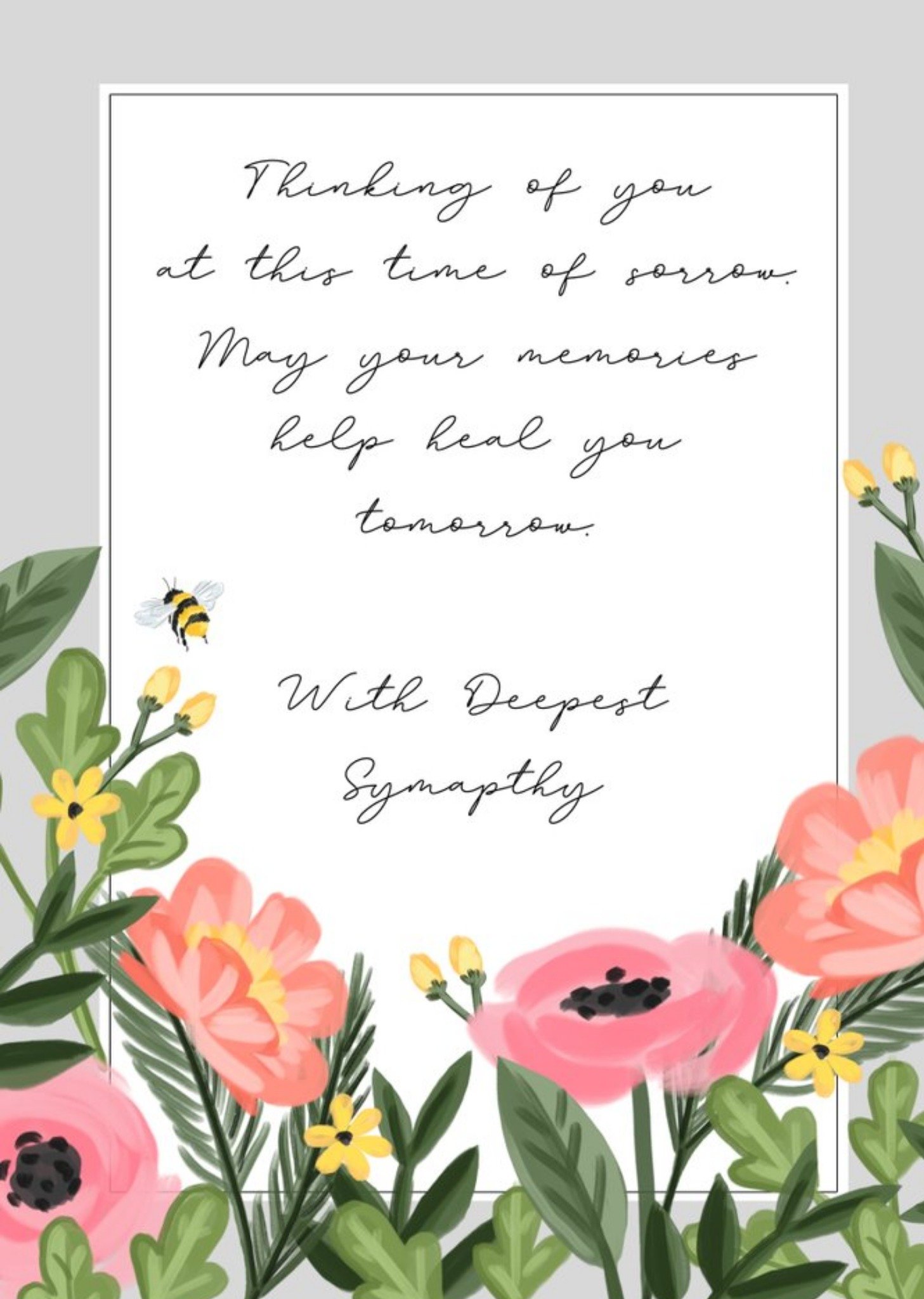 Okey Dokey Design Traditional Floral Thinking Of You Verse Sympathy Card, Large