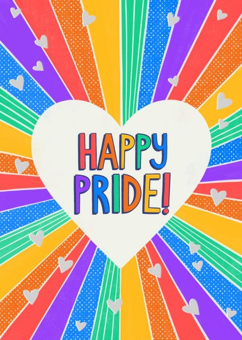 Rainbow Beams Typographic Happy Pride Card