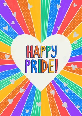 Rainbow Beams Typographic Happy Pride Card