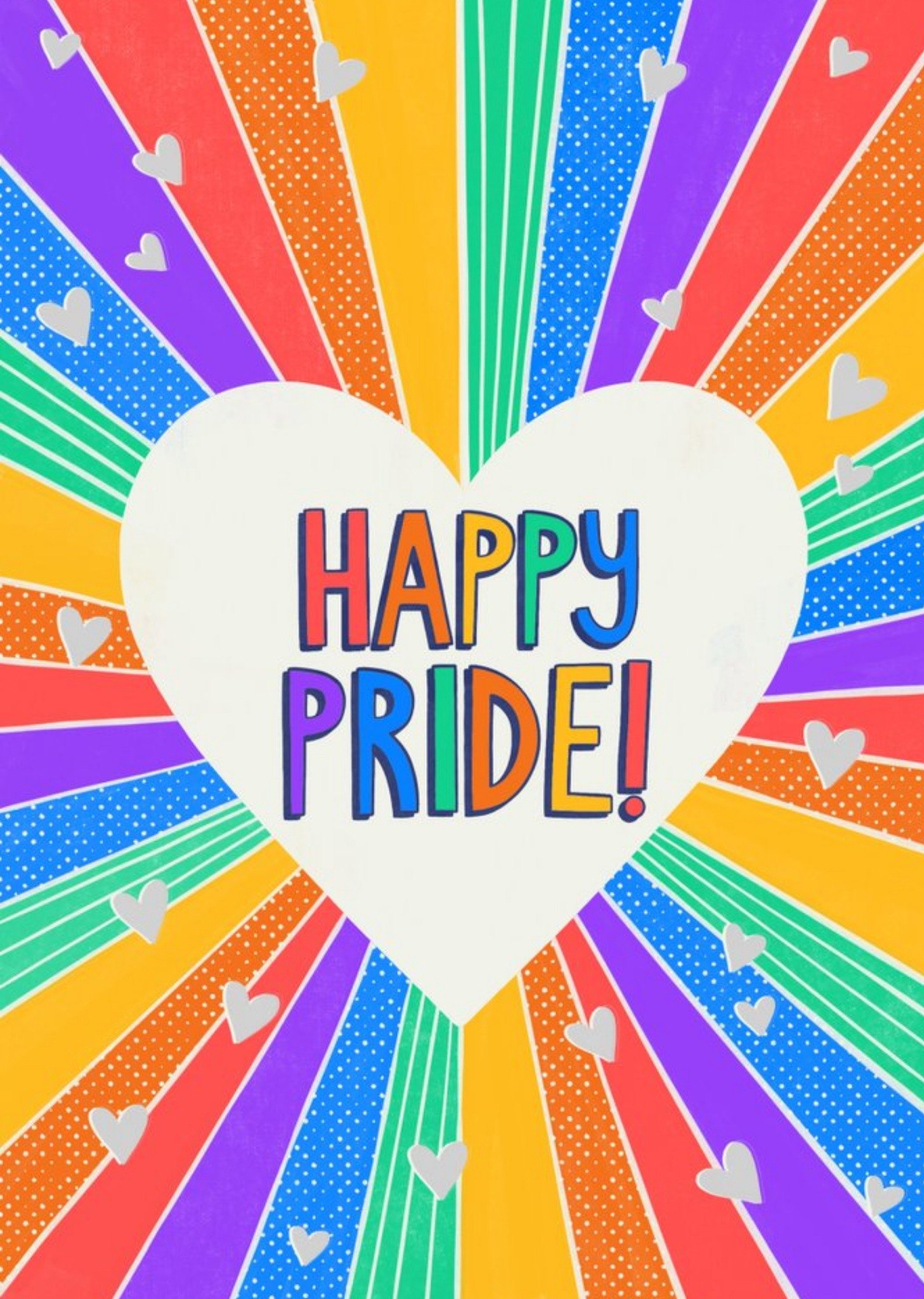 Moonpig Rainbow Beams Typographic Happy Pride Card, Large