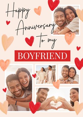 Adoring To My Boyfriend Love Hearts Photo Upload Anniversary Card