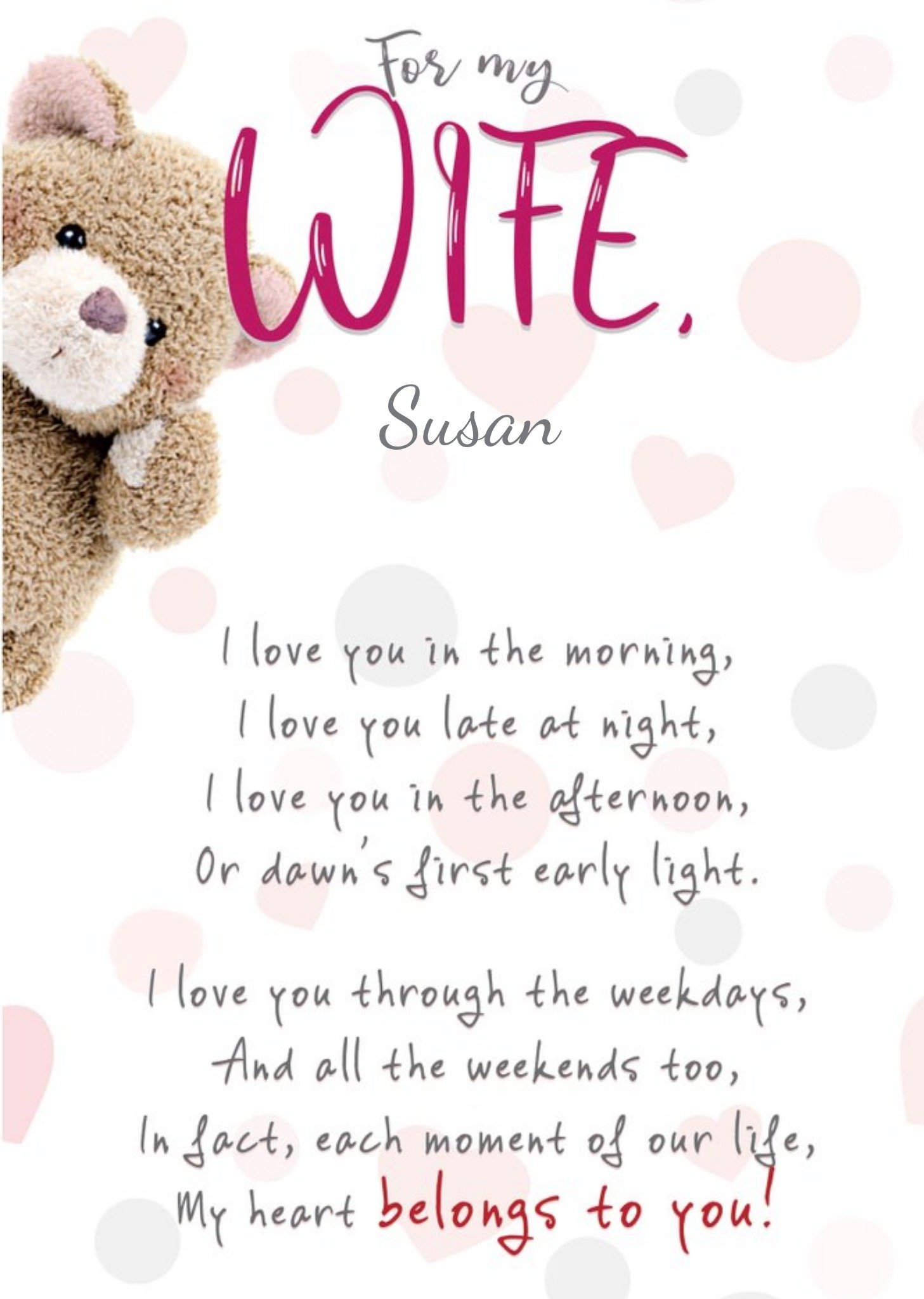 Cute Photographic Image Ofteddy Bear Poem Valentines Card