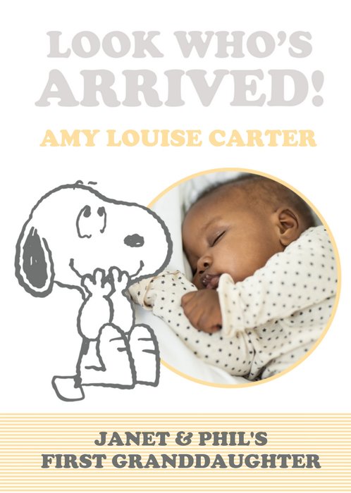 Peanuts Look Whos Arrived New Baby Card