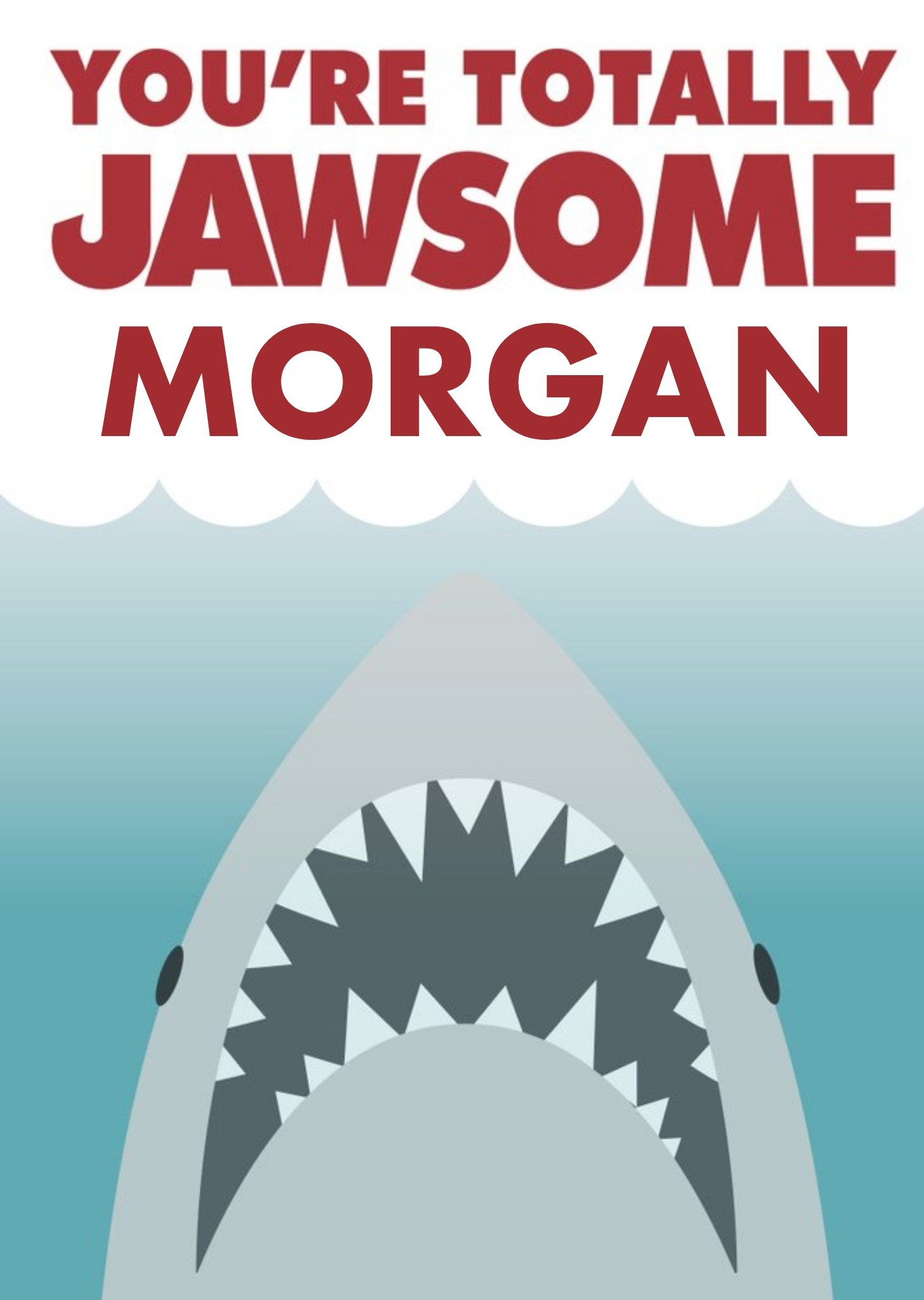 Moonpig Jaws Totally Jawsome Personalised Card, Large