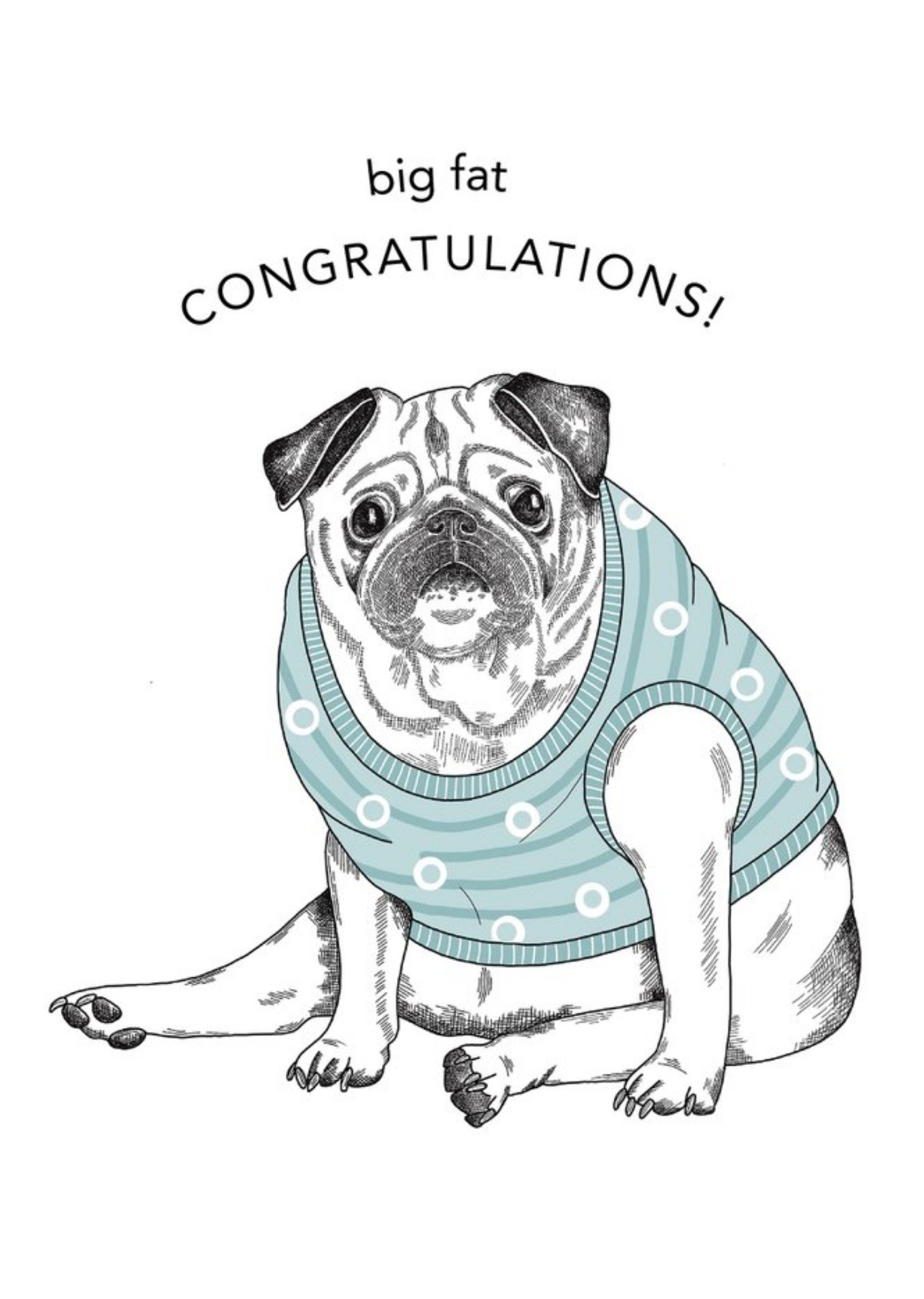 Modern Cute Illustration Big Fat Congratulations Card Ecard