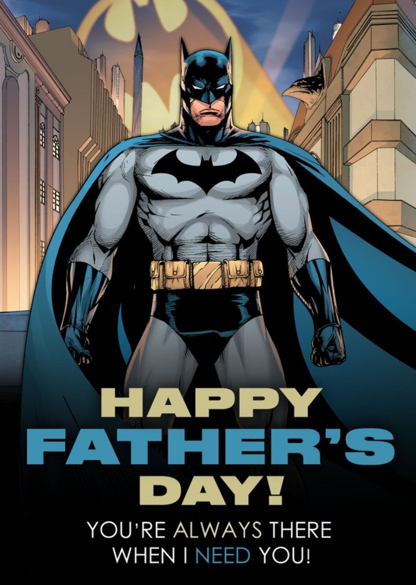 Illustrated Batman Happy Fathers Day Card, Large