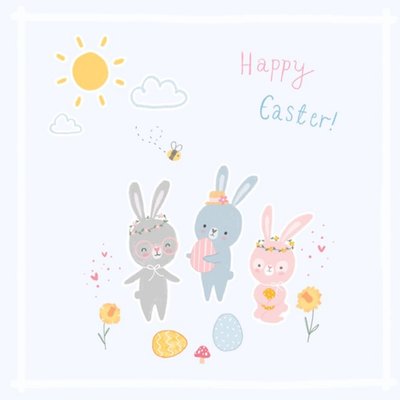 Cute Illustrated Easter Bunny Happy Easter Card