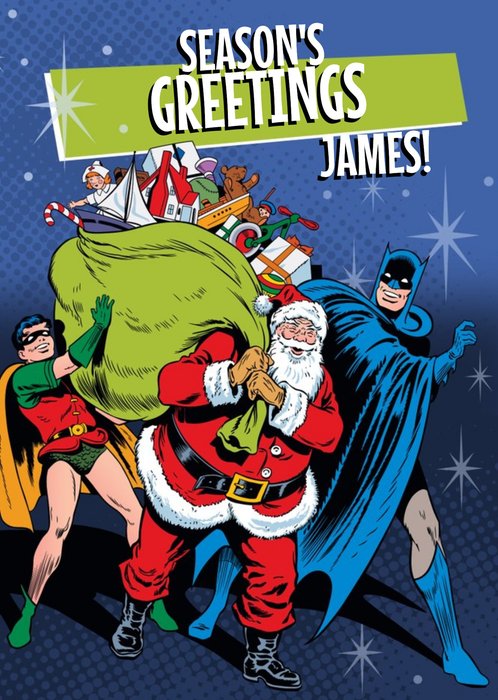 Seasons Greetings From Santa, Batman And Robin Christmas Card