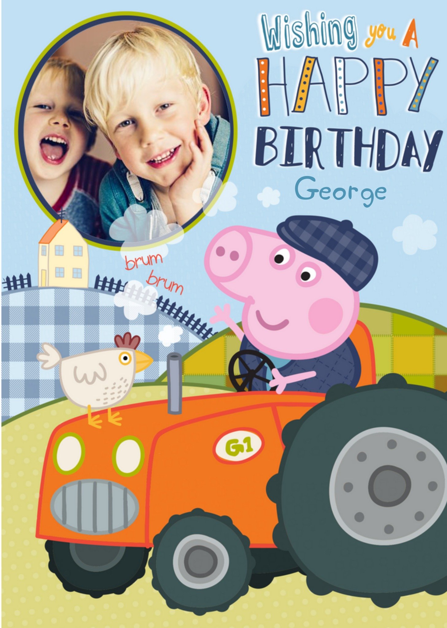 Photo Upload Peppa Pig Happy Birthday Card, Large