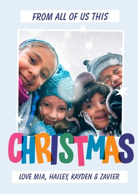 Colourful Bold Fun Typography Photo Upload Christmas Card