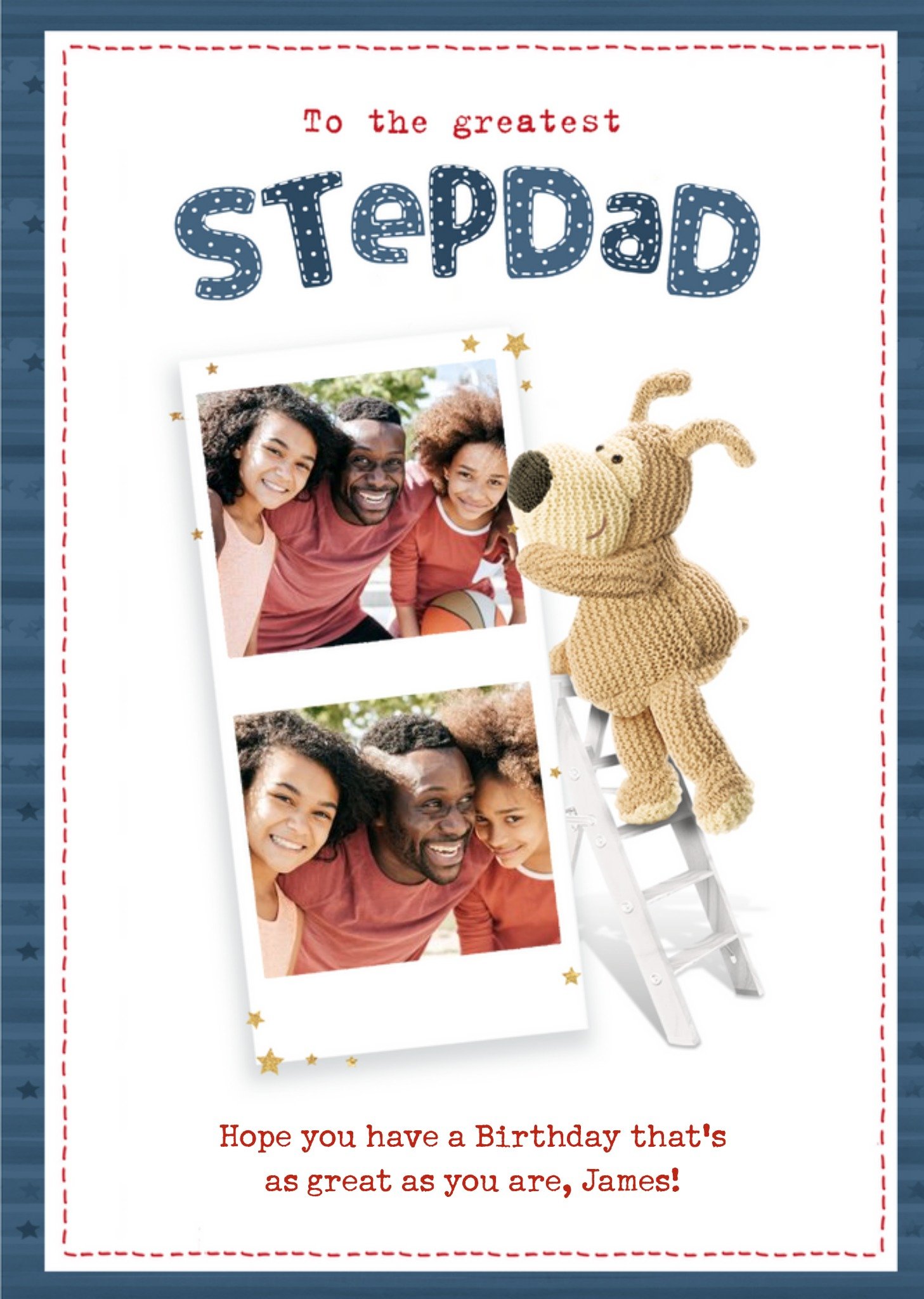 Boofle To The Greatest Stepdad Birthday Card Photo Upload, Large