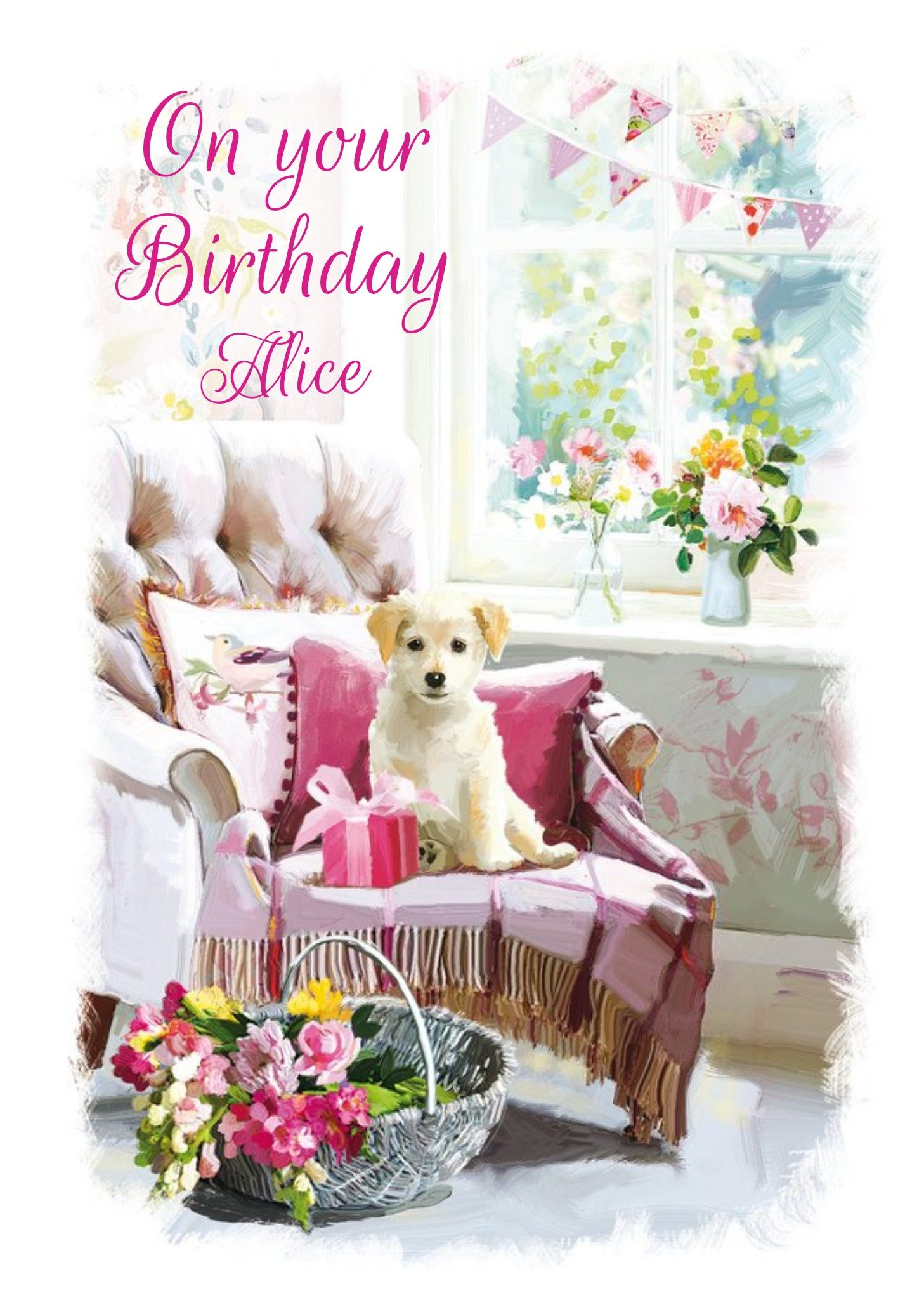 Ling Design Cute Puppy Happy Birthday Card, Large