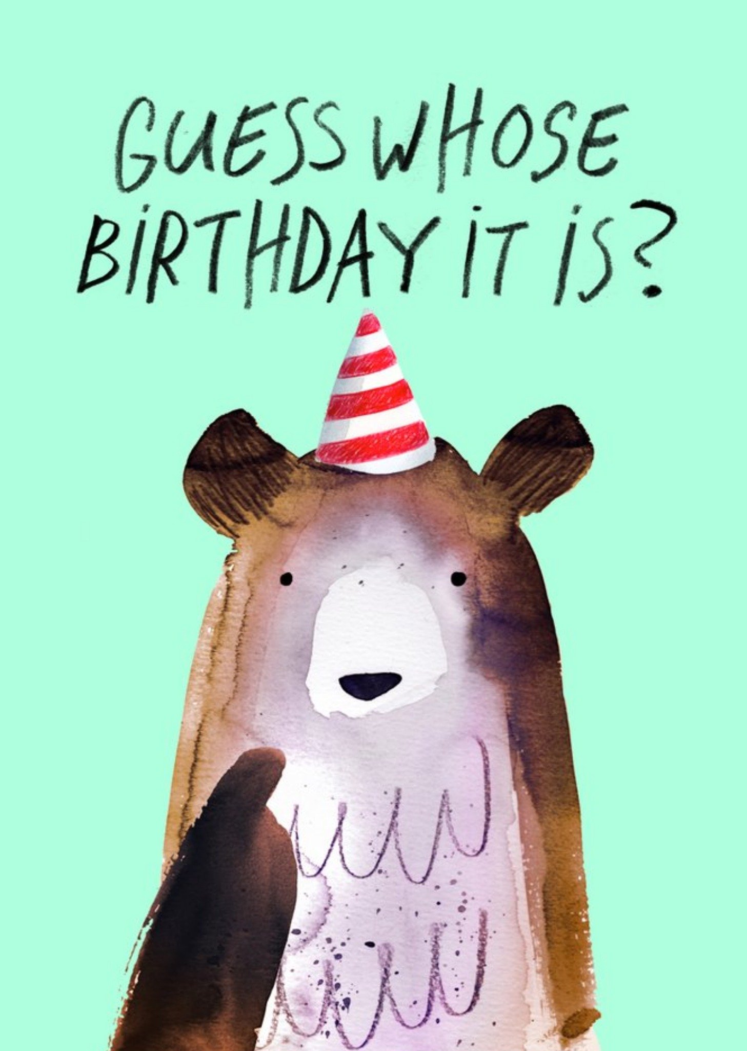 Jolly Awesome Party Bear Birthday Card, Large
