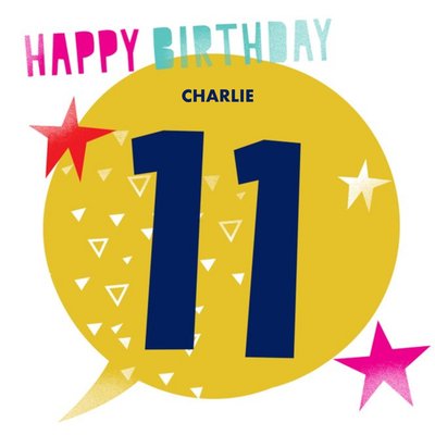 Large 11 Yellow Speech Bubble Birthday Card