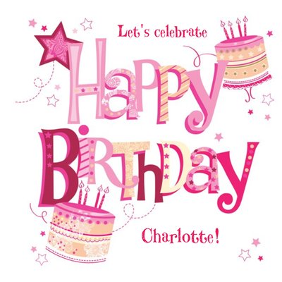 Bright Pink Cakes Personalised Happy Birthday Card