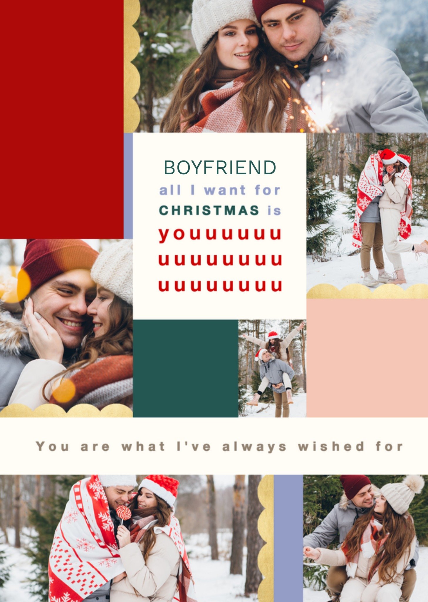 Moonpig Colourful And Loving Boyfriend All I Want For Christmas Is You Christmas Greetings Card, Lar