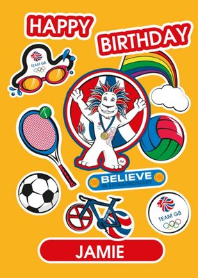 Team GB Happy Birthday Sporty Personalised Card
