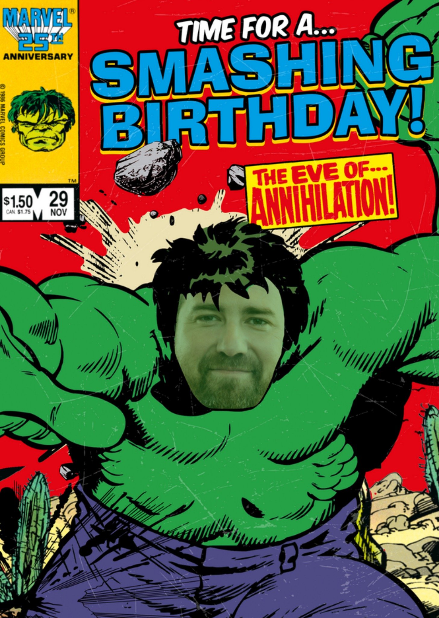 Marvel Time For A Smashing Birthday Face Upload Card Ecard