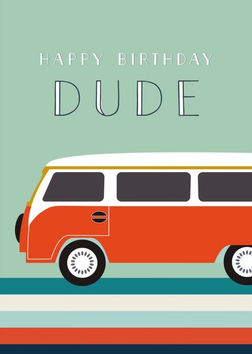 Retro Camper Van Birthday Card