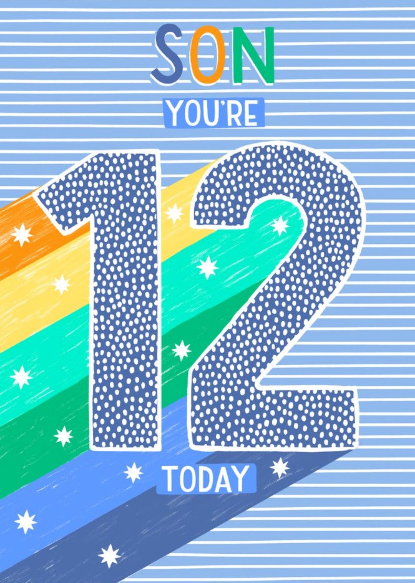 Son You're 12 Today Patterned Birthday Card Ecard