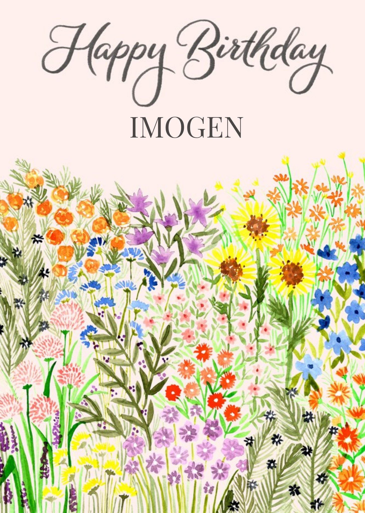 Okey Dokey Design Illustration Of A Wild Flower Meadow Birthday Card, Standard