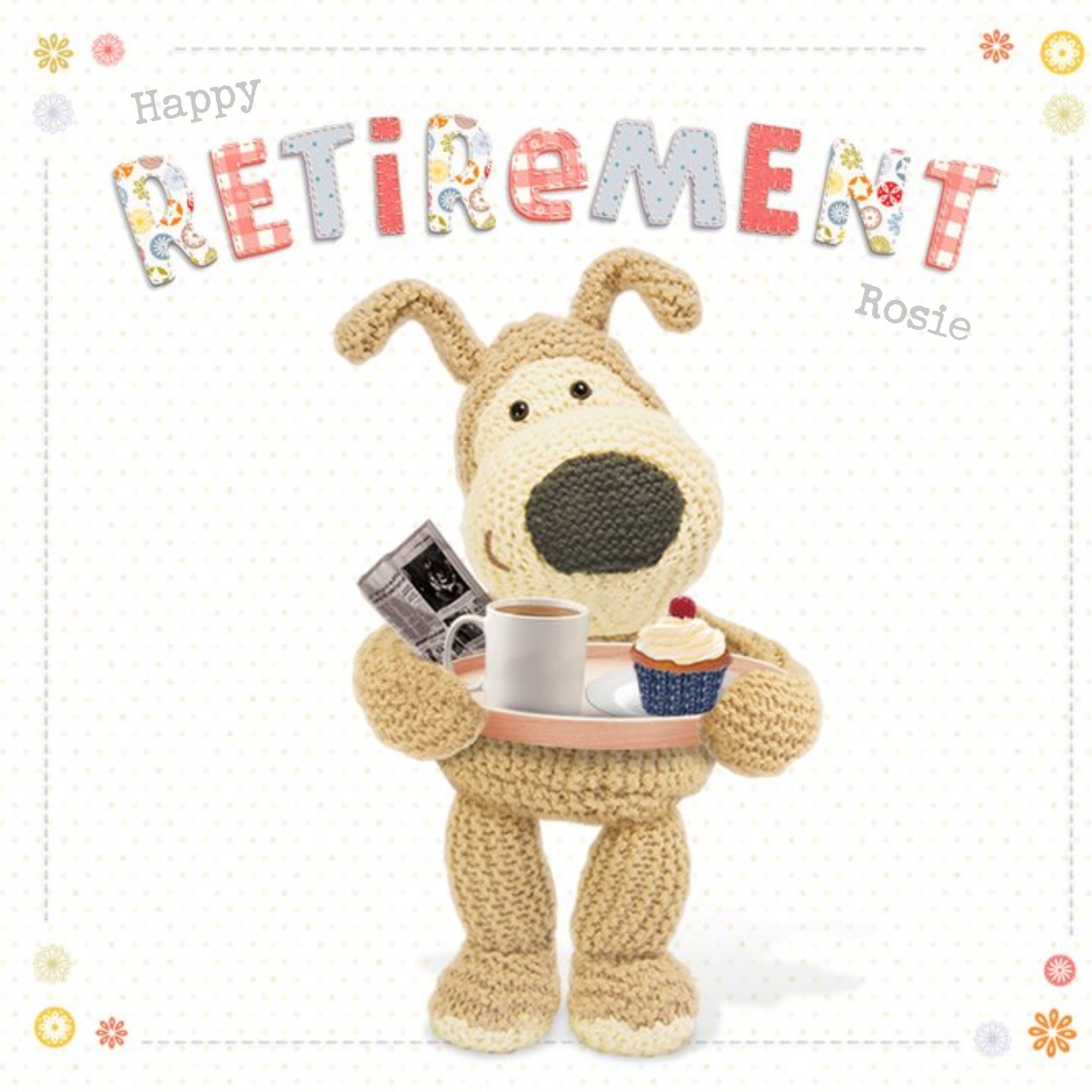 Boofle Personalised Happy Retirement Card, Square