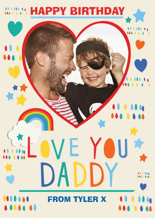 Love You Daddy Photo Upload Birthday Postcard