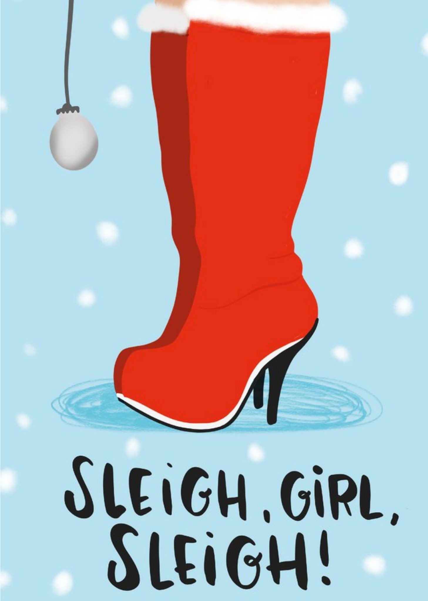 Modern Fun Illustration Sleigh Girl Sleigh Christmas Card Ecard