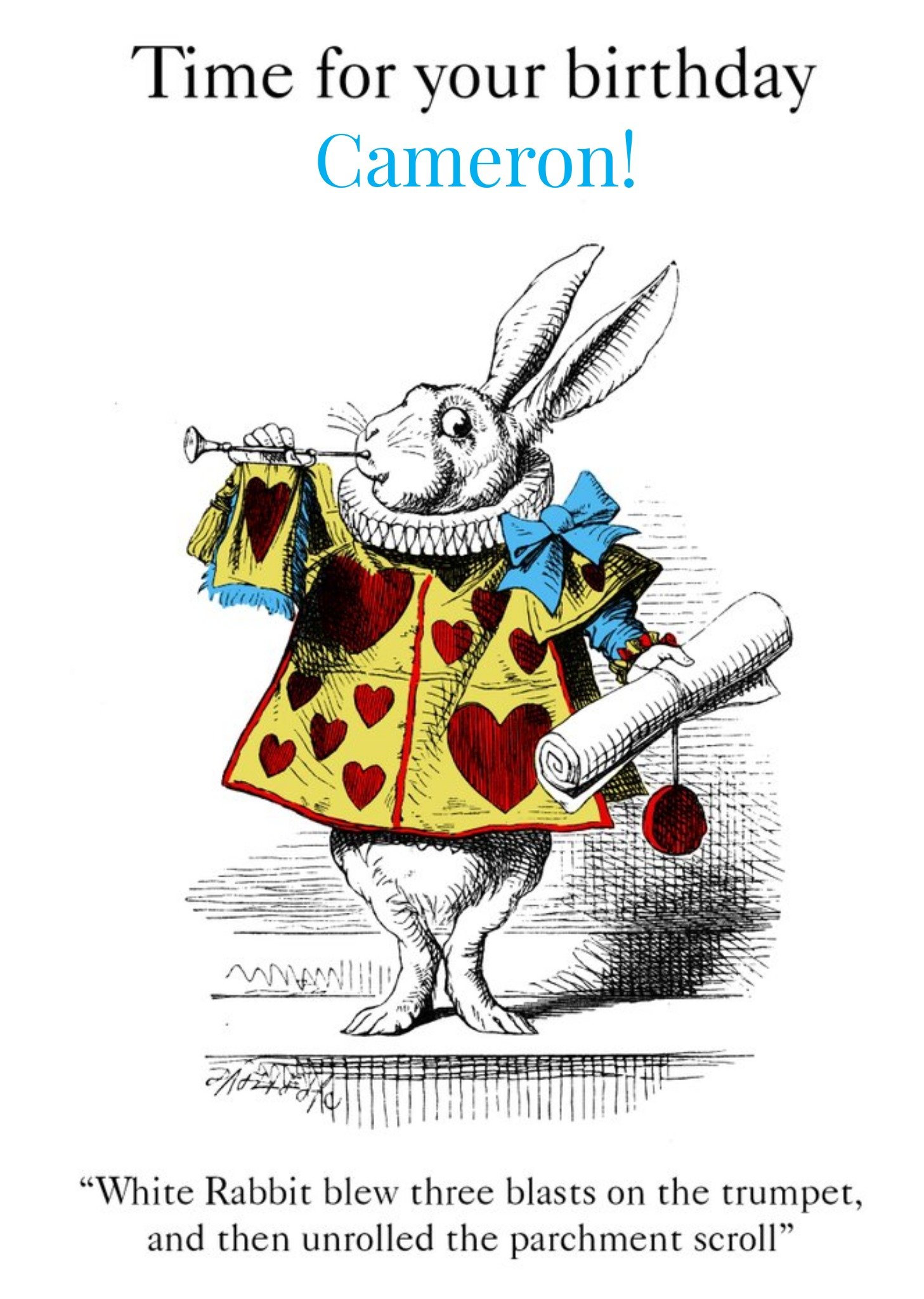 The V&a V&a Alice In Wonderland Illustration White Rabbit Birthday Card, Large