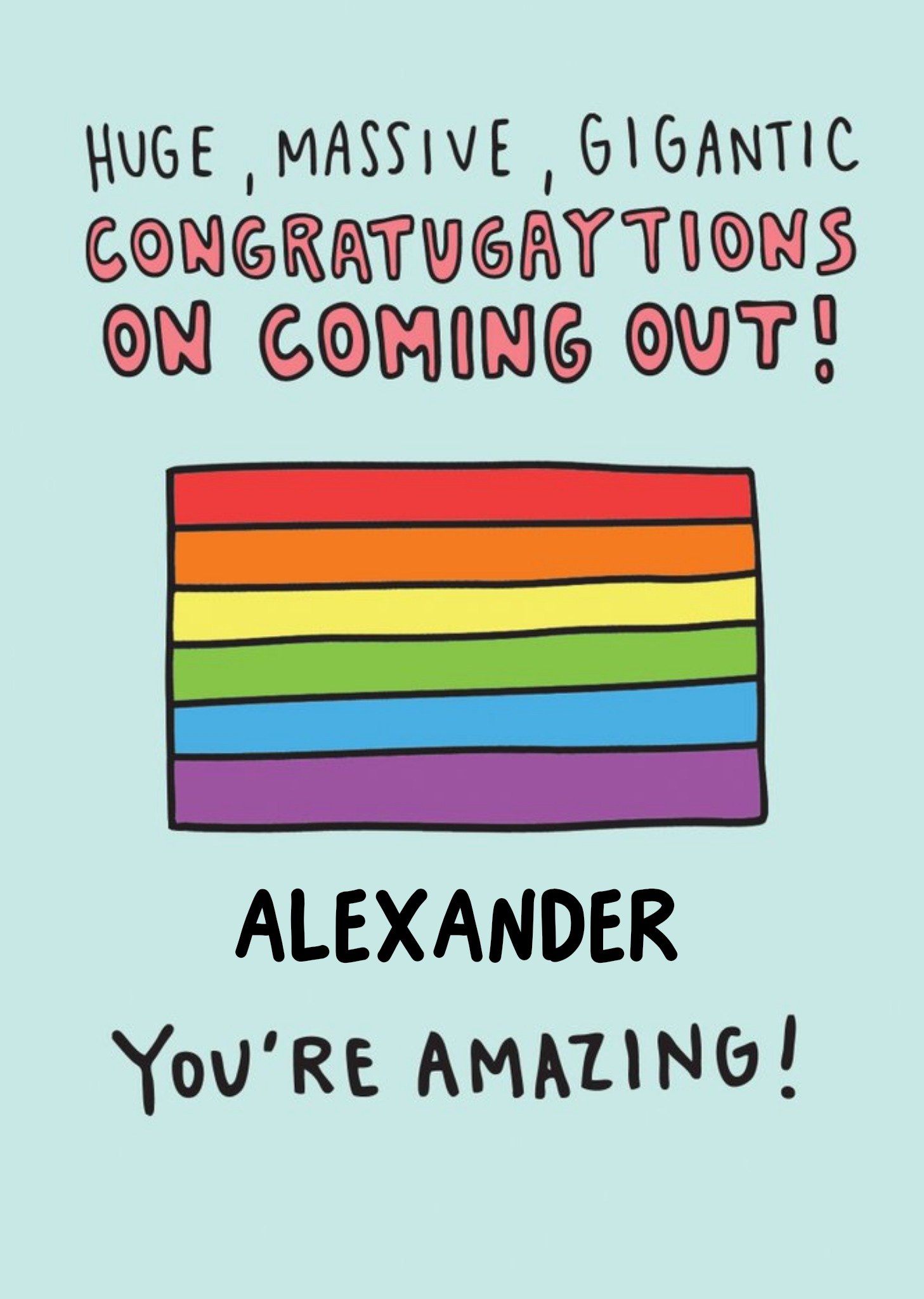 Moonpig Congratulations On Coming Out Card - Pride Flag, Large