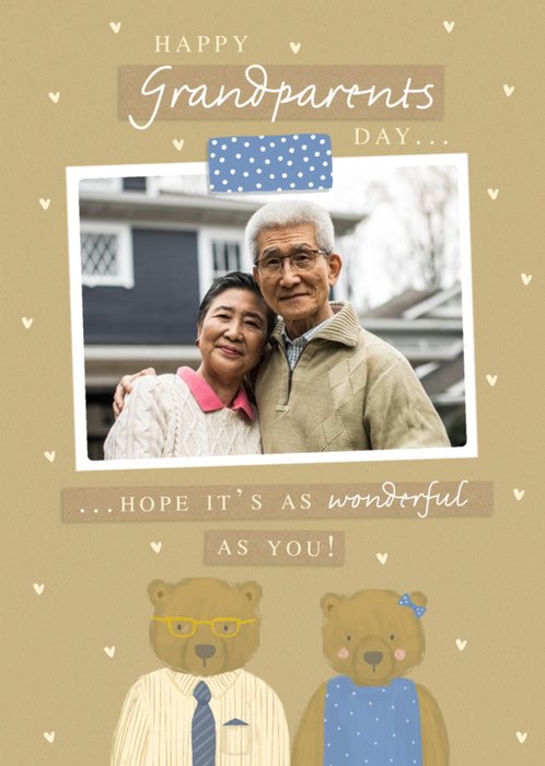 Photo Upload Grandparents Day Card featuring Grandad And Grandma Bear