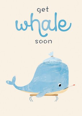 Cute Simple Illustrated Whale Pun Get Well Soon Card