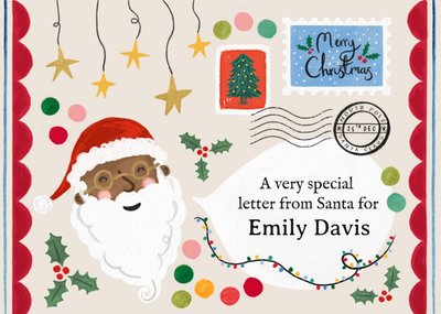 Very Special Letter From Santa Hand Painted Personalised Christmas Card