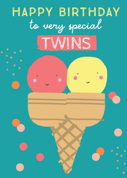 Two Scoop Ice Cream Twins Birthday Card