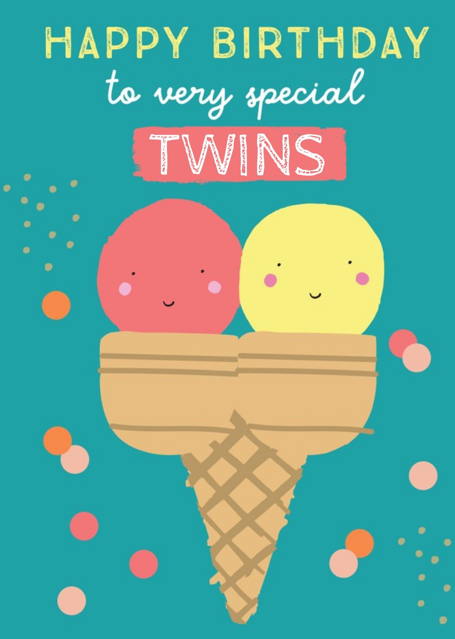 Moonpig Two Scoop Ice Cream Twins Birthday Card, Large