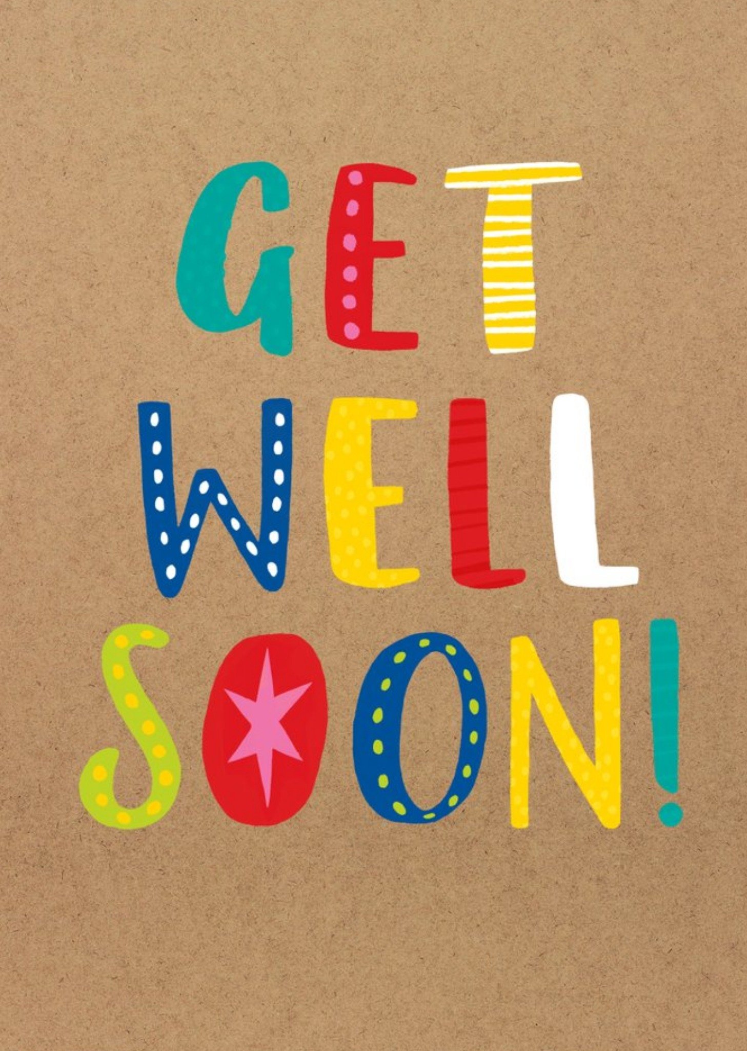 Moonpig Guk Fun Typographic Get Well Soon Card, Large