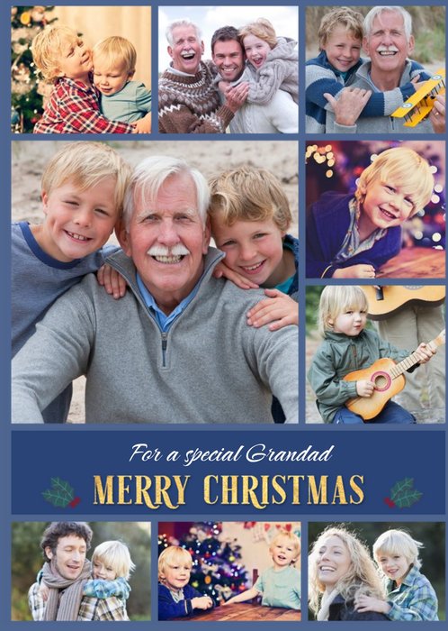Multiple Photo Upload Christmas Card For Grandad