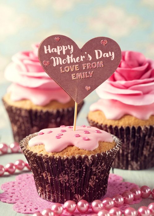 Pink Cupcakes Personalised Mother's Day Card