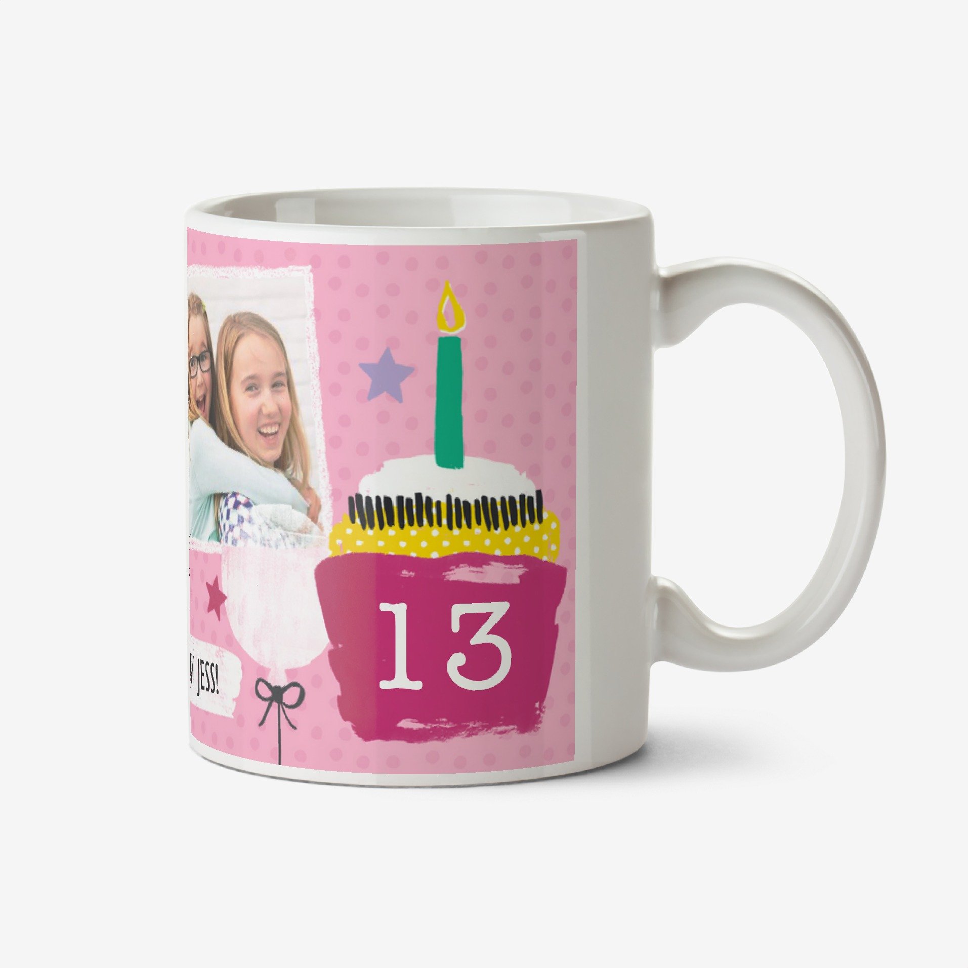 Happy Birthday Doodles Pink Photo Upload Mug Ceramic Mug