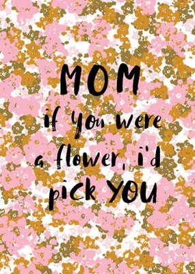 Typography On A Floral Patterned Background Mom's Birthday Card
