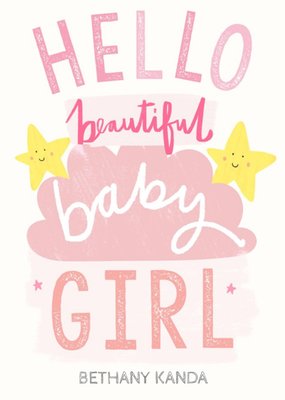 Hello Beautiful New Baby Girl Postcard