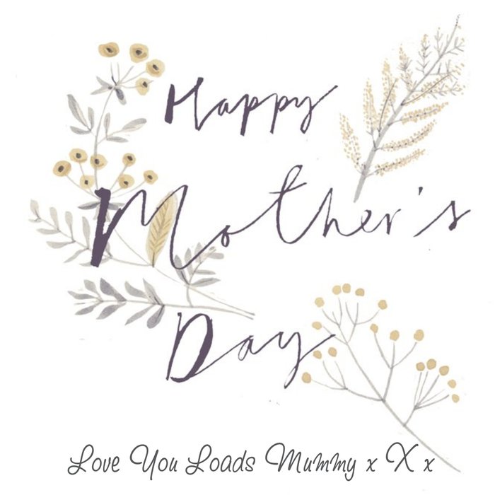 Neutral Foliage Personalised Mothers Day Card