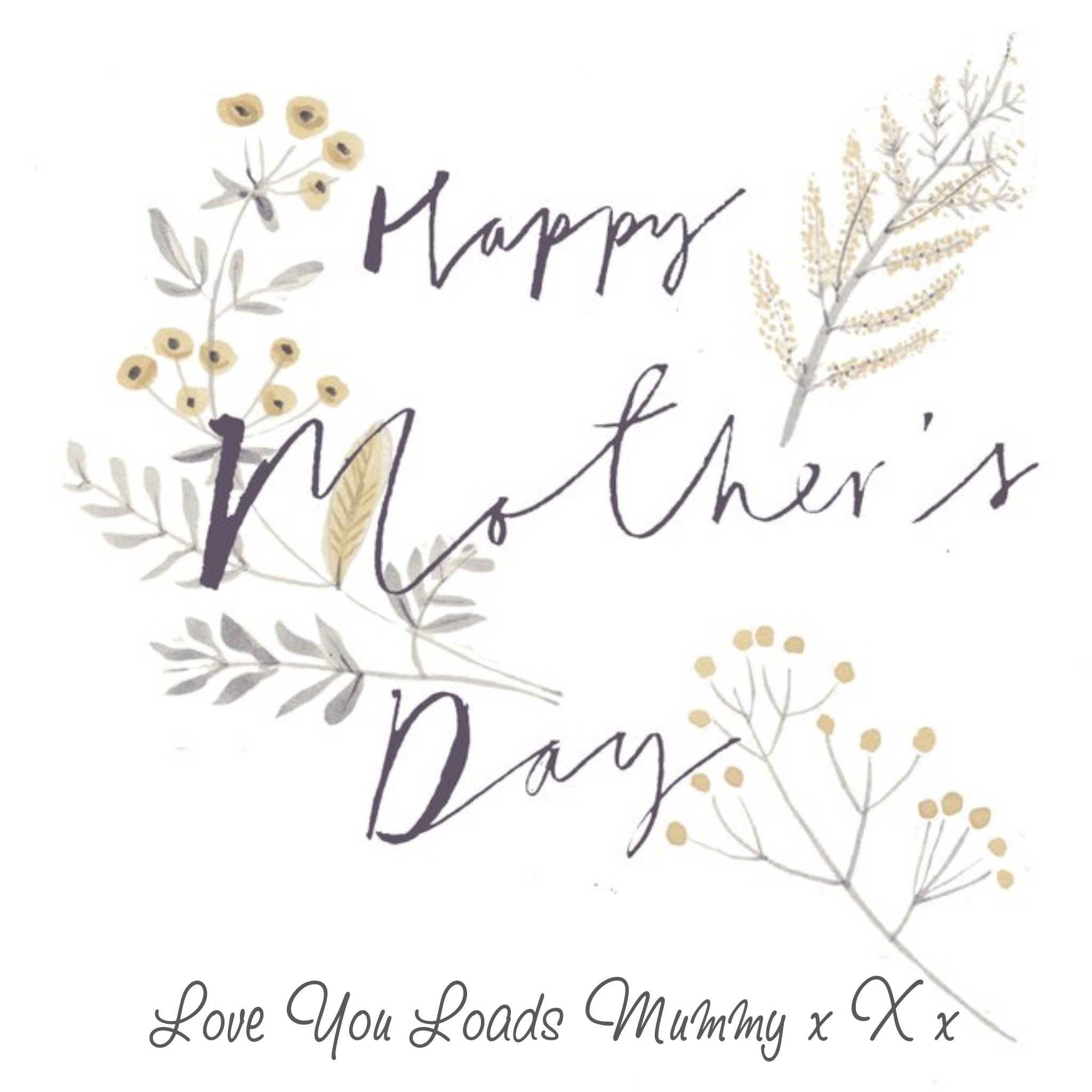 Neutral Foliage Personalised Mothers Day Card, Square